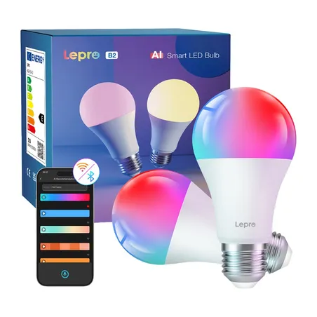 LEPRO B2-2 E27 Wi-Fi LED Bulb, 1100 lm, 2-pack